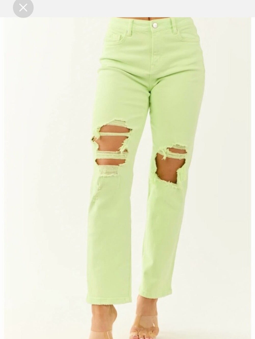 Women’s Neon Green Distressed Jeans